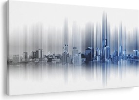 Kép - Panoráma a városra, kék-szürke (90x60 cm)