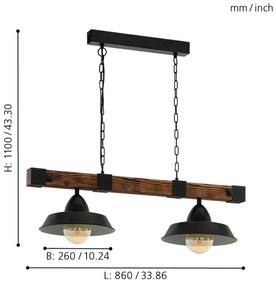Eglo 44085 - Láncos csillár OLDBURY 2xE27/60W/230V