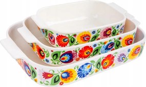 Sütőedény szett 3 db-os łowicz fehér sütő szett