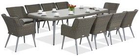 Garden Point Cordoba exkluzív kerti bútorok nagy asztallal 10 fő részére, szürke