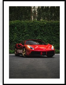 Poszter 50x70 Ferrari 488 Spider, Ikonikus sportautó, Piros autó