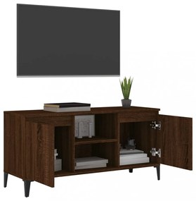 barna tölgyszínű TV-szekrény fémlábakkal 103,5 x 35 x 50 cm
