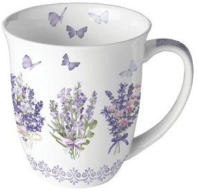 Levendulás porcelán bögre Lovely lavender white