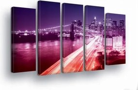 Vászonkép 150x100 New York éjszaka Brooklyn híd városi táj fények