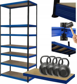 Tárolószekrény fém állvány Helios 270x75x40cm 7Px400kg Tömör Kék