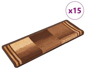 15 db barna öntapadó lépcsőszőnyeg 65x21x4 cm