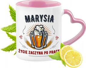 Marika bögre rózsaszín, szív alakú füllel Kávés Ajándék