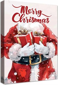 Karácsonyi Dekoráció Falra – Mikulás kép 30x40cm keretben, Vászon