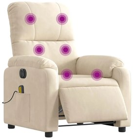 bézs mikroszálas szövet elektromos dönthető masszázsfotel