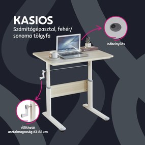 Növekvő íróasztal, tölgy/fehér, KASIOS