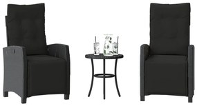 vidaXL 3 részes fekete polyrattan bisztrógarnitúra párnával