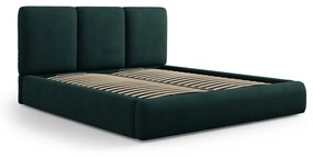 Sötétzöld kárpitozott ágyneműtartós franciaágy ágyráccsal 180x200 cm Brody – Mazzini Beds