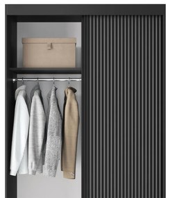 PRESCO 2 tolóajtós ruhásszekrény, 120x220x60, fekete