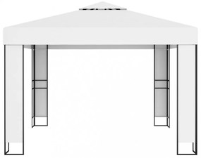 fehér dupla tetős pavilon LED fényfüzérrel 3 x 3 m