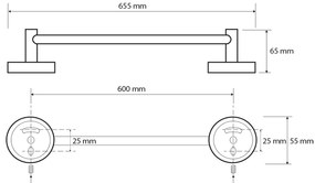 SAPHO XR410 X-Round E törülközőtartó 65 cm, ezüst