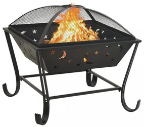 acél XXL méretű tűztál piszkavassal 62 cm
