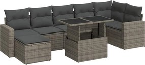 vidaXL 8 részes szürke polyrattan kerti ülőgarnitúra párnákkal