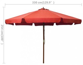terrakotta kültéri napernyő farúddal 330 cm