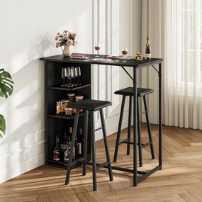 3 részes étkezőgarnitúra, konyhai bárasztal, fekete fekete váz (párnával)