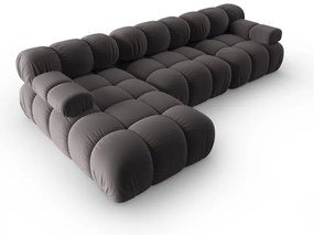 Sötétszürke bársony kanapé 285 cm Bellis – Micadoni Home