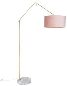 Modern állólámpa arany bársony árnyékolóval rózsaszín 50 cm - Editor