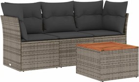 vidaXL 4 részes szürke polyrattan kerti ülőgarnitúra párnákkal