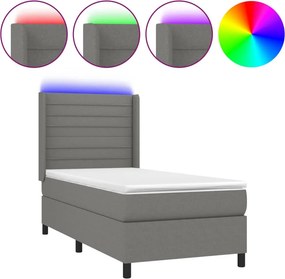 vidaXL sötétszürke szövet rugós és LED-es ágy matraccal 80 x 200 cm