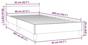 kék szövet ágykeret fejtámlával matrac nélkül 80 x 200 cm
