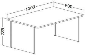 ProOffice A asztal 120 x 80 cm, vadkörte