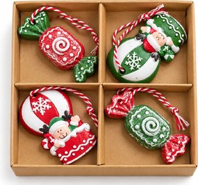 Szett 4 db karácsonyi dísz CANDY ELF 6 cm
