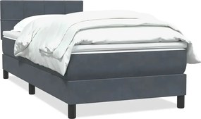 vidaXL sötétszürke bársony rugós ágy matraccal 80x220 cm
