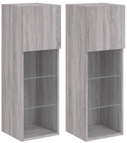szürke sonoma színű TV-szekrény LED-világítással 30,5x30x90 cm