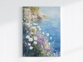 Poszter Tájkép Tenger Tengerpart Virágok Margaréták Rét 60x80