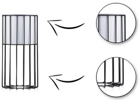 Fém virágcserép LOFT 42x20 cm fekete/fehér