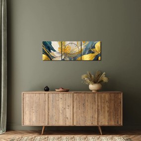Kép - Festmény arany virágok (órával) (90x30 cm)