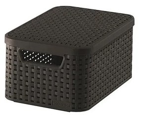 Sötétbarna fedeles műanyag tárolódoboz 20x29x14 cm Style – Curver
