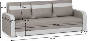 KONRAD Háromszemélyes kinyitható kanapé Menta/fehér