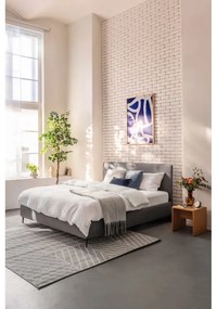 Szürke kárpitozott franciaágy ágyráccsal 180x200 cm Noira Slim – Bonami Selection