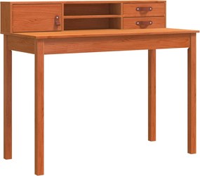 vidaXL Asztal fiókkal Faggyú barna 110 x 50 x 93 cm Szilárd Fenyőfa