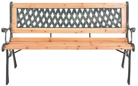 öntöttvas és tömör fenyőfa kerti pad 116 cm