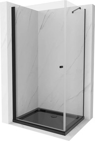 Mexen Pretoria, zuhanykabin 80 (ajtó) x 90 (fal) cm, 6mm átlátszó üveg, fekete profil + fekete zuhanytálca, 852-080-090-70-00-4070B