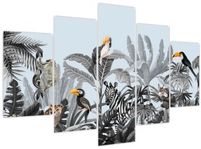 Állatok képe egy trópusi erdőben (150x105 cm)