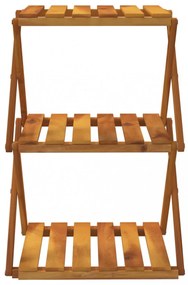 3 szintes barna tömör akácfa összecsukható polc 43 x 31 x 63 cm