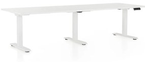 OfficeTech Long állítható magasságú asztal, 240 x 80 cm, fehér alap, fehér