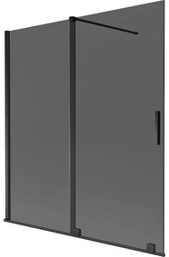 Mexen Velar, 2 szárnyas eltolható kádparaván 150 x 150 cm, 8mm szürke üveg, fekete matt, 896-150-000-41-70