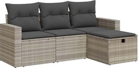 vidaXL 4 részes világosszürke polyrattan kerti ülőgarnitúra párnákkal