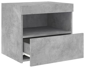 2 db betonszürke éjjeliszekrény LED-fényekkel 50x40x45 cm