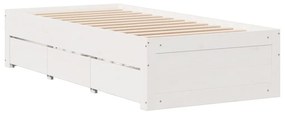 fehér tömör fenyőfa fiókos ágykeret matrac nélkül 90 x 190 cm