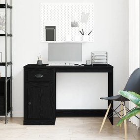 vidaXL Tárolós Asztal Fekete tölgy 50x115x75 cm Forgácslap