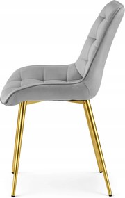 Világosszürke bársonyszék BERA arany lábakkal